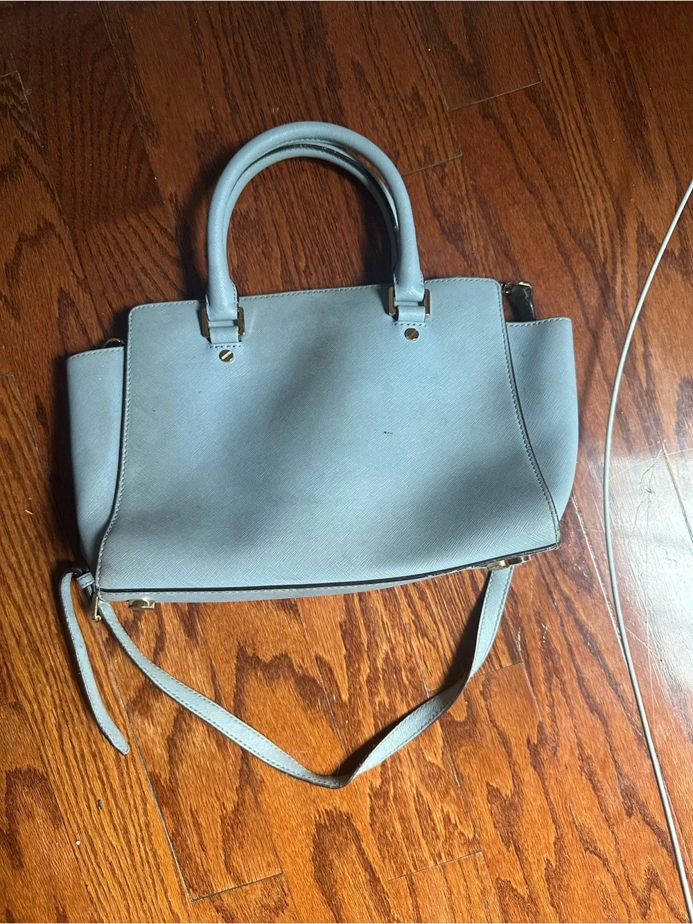 MICHAEL Michael Kors Selma Medium Blue Leather Satchel Bag